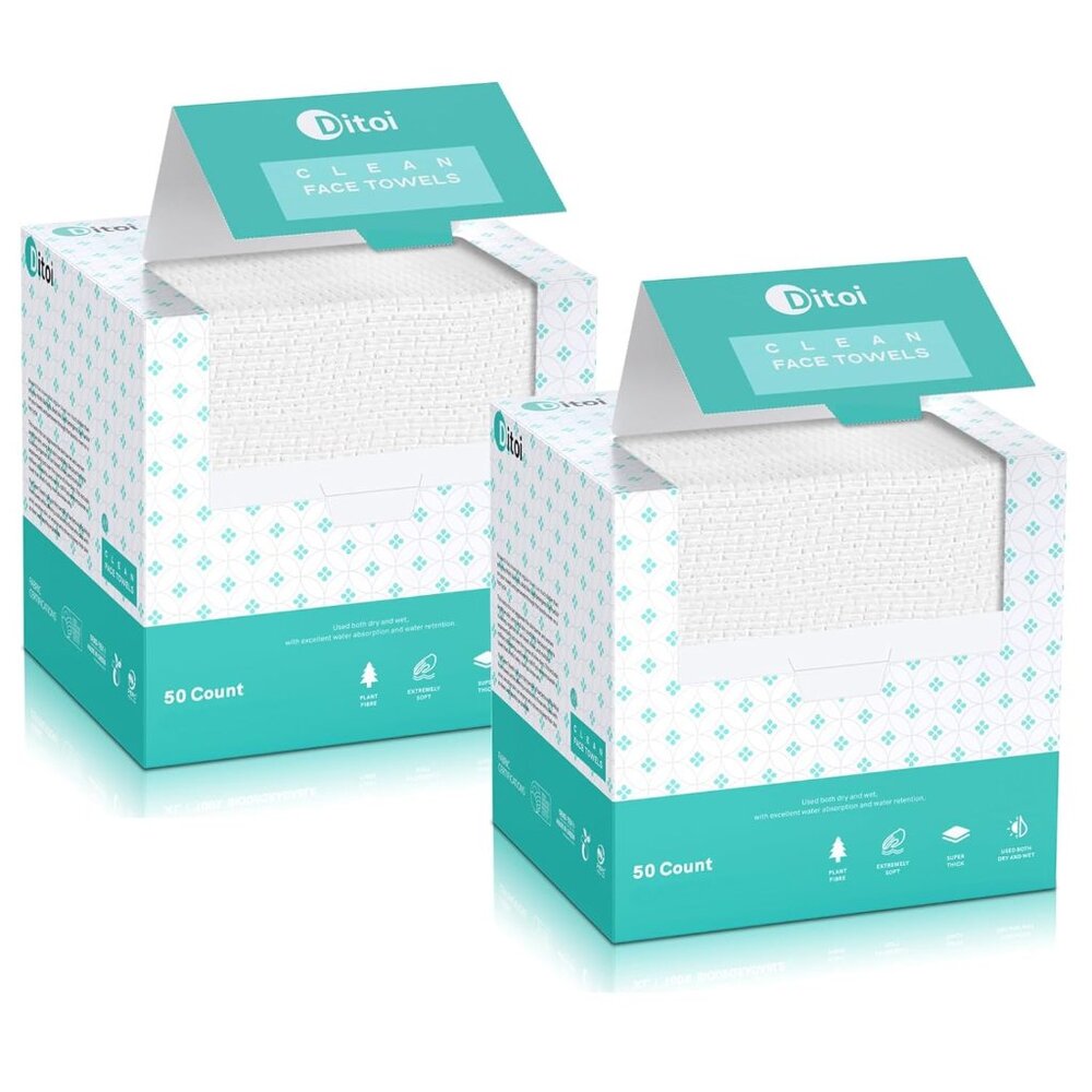 Ultra Soft Disposable Face Towels, 10"x12" (100 Count) – Hypoallergenic & Eco-Fr